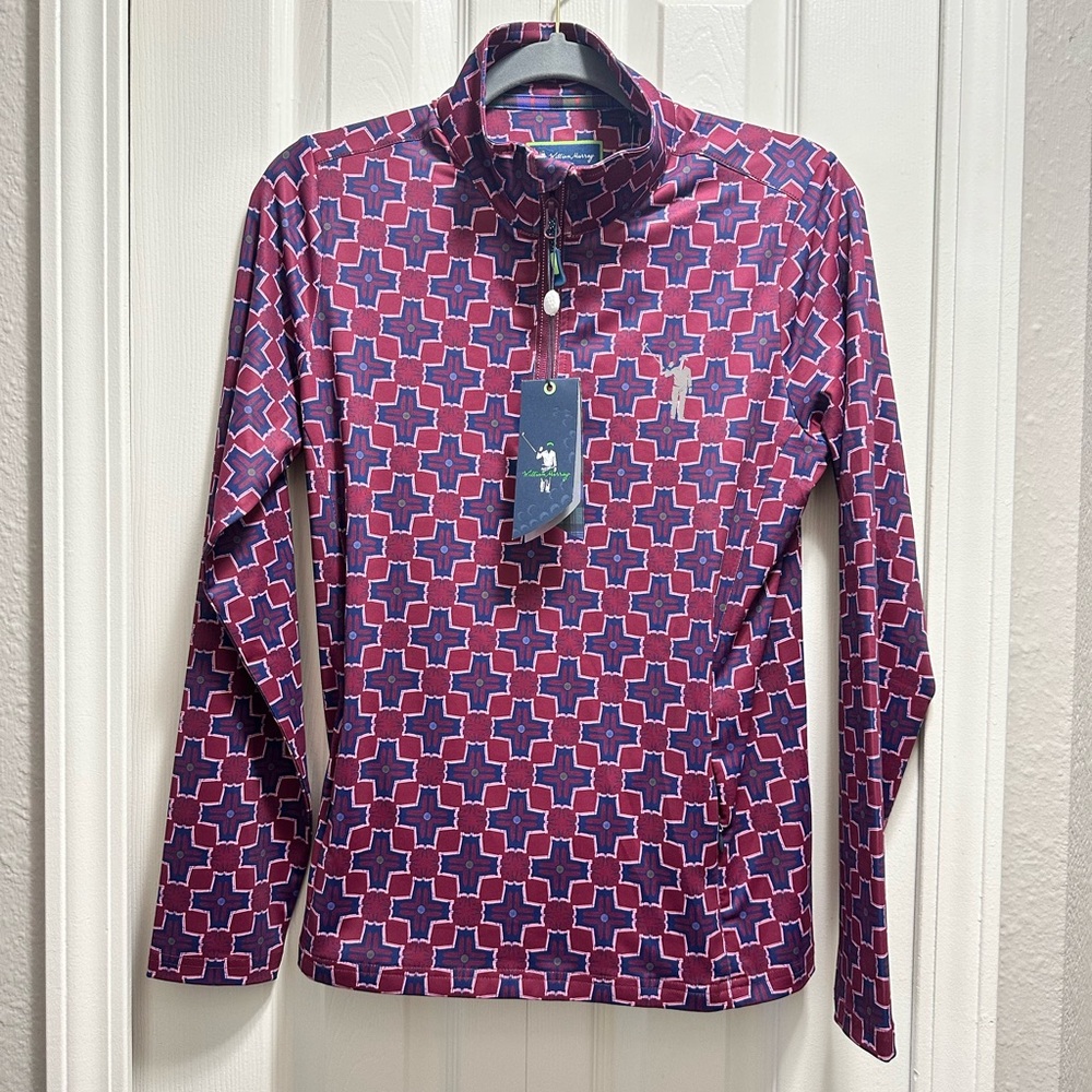 William Murray Golf Women's Geometric Sweatshirt in Purple and Blue